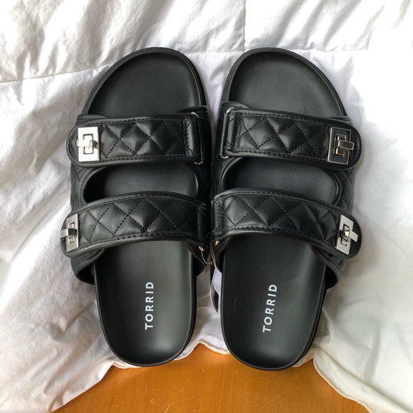 Torrid black faux leather sandals - size 8.5WW - Picture 2 of 3